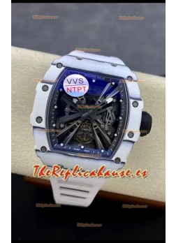 Richard Mille RM12-01 Caja Fibra de Carbono Blanca Genuino Movimiento Tourbillon Reloj Réplica Espejo 1:1