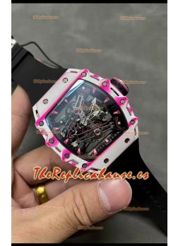 Richard Mille RM38-02 Fibra Carbono Blanca Bubba Watson Genuino Movimiento Tourbillon Réplica Espejo