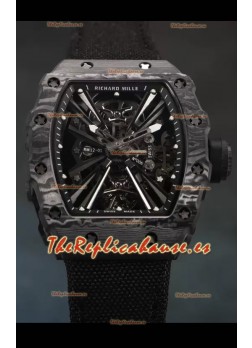 Richard Mille RM12-01 Caja de Fibra de Carbono Genuino Movimiento Tourbillon Reloj Réplica a Espejo 1:1