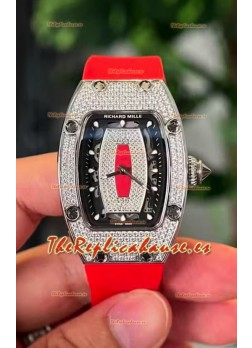 Richard Mille RM007 Pavimentado en Diamantes Dial Negro Acero 904L Superclone Reloj Suizo