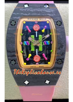 Richard Mille RM-07 Bon Bon Caja Carbono Señoras Reloj Réplica Suizo a Espejo 1:1