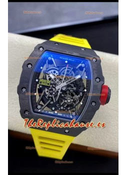 Richard Mille RM35-02 Rafael Nadal Caja de Fibra de Carbono con Tourbillon Genuino Reloj Super Clone