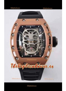 Richard Mille RM052 Skull Genuina Edición Tourbillon Caja en Oro Rosado