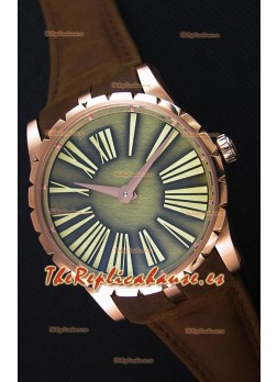 Roger Dubuis Excalibur Caja de Acero Dial Verde Reloj Réplica Suizo