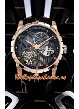 Roger Dubuis Excalibur Spider Flying Tourbillon Skeleton Caja Oro Rosado 42MM Reloj Réplica a Espejo 1:1