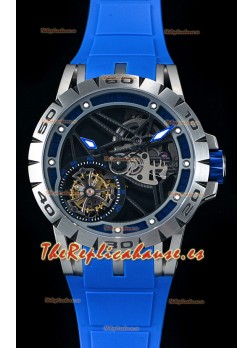 Roger Dubuis Excalibur Spider Flying Tourbillon Skeleton Caja de Titanio Reloj Suizo a Espejo 1:1