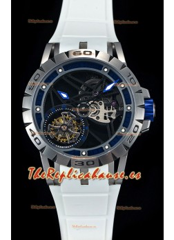 Roger Dubuis Excalibur Spider Flying Tourbillon Skeleton Caja de Titanio Reloj Suizo a Espejo 1:1