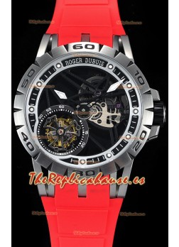 Roger Dubuis Excalibur Spider Flying Tourbillon Skeleton Caja de Titanio Reloj Suizo a Espejo 1:1