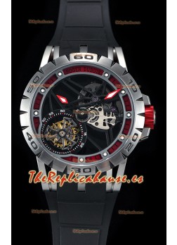 Roger Dubuis Excalibur Spider Flying Tourbillon Skeleton Caja de Titanio Reloj Suizo a Espejo 1:1