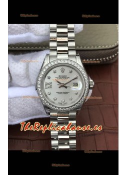 Rolex Datejust Ladies 28MM Movimiento Cal.3135 Réplica Suiza en Dial Gris - Caja en Acero 904L