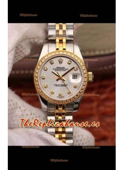 Rolex Datejust Ladies 28MM Movimiento Cal.3135 Réplica Suiza en Acero 904L Caja en Oro Amarillo de Dos Tonos