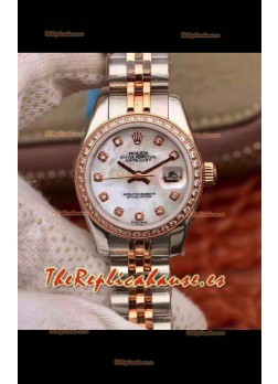 Rolex Datejust Ladies 28MM Movimiento Cal.3135 Réplica Suiza en Acero 904L Caja Oro Rosado 2 Tonos