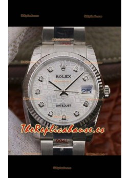 Rolex Datejust 36MM Movimiento ETA-3135 Réplica Suiza Caja en Acero 904L en Dial Blanco