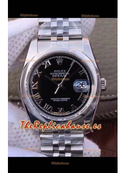 Rolex Datejust 36MM Movimiento Cal.3135 Reloj Réplica Suizo en Caja de Acero 904L Dial Negro