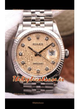 Rolex Datejust 36MM Movimiento Cal.3135 Reloj Réplica Suizo en Acero 904L Dial Computadora Champange