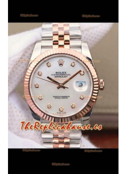 Rolex Datejust 41MM Movimiento Cal.3135 Reloj Réplica Suizo en Acero 904L Dos Tonos Dial Perla