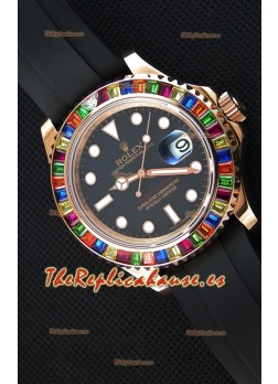 Rolex Yachtmaster 116695 Último Reloj Réplica a Espejo 1:1 - Oro Everose en Diamantes