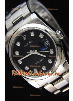 Rolex Datejust 36MM Cal.3135 Movement Reloj Réplica Suizo con Dial Impreso color Negro