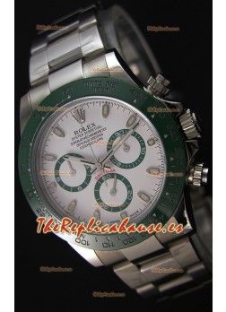 Rolex Cosmograph Daytona Dial Blanco Cerámica Verde Movimiento Original Cal.4130 - Ultimate Reloj de Acero 904L