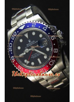Rolex GMT Masters II 116719BLRO Pepsi Bezel Cal.3186 Movement Réplica Suiza - Reloj Ultimate de Acero 904L