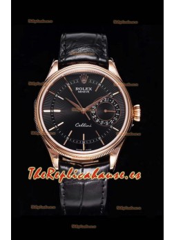 Rolex Cellini Date Ref#50515 Réplica a Espejo 1:1 Oro Rosado Dial Marrón Reloj en Acero 904L