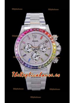 Rolex Daytona ICED OUT Caja de Acero 904L Movimiento Original Cal.4130 - Reloj Réplica a Espejo 1:1