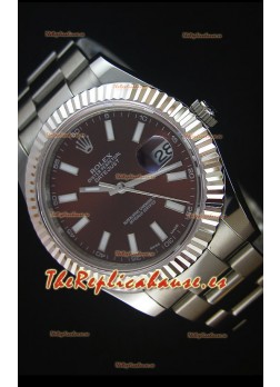 Rolex Datejust Reloj Réplica Japonés - Dial Rojo Profundo en 41MM con correa Oyster