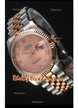 Rolex Datejust Reloj Réplica Japonés - Dial en Oro rosado chapado en dos Tonos Dial Champange en Caja 36MM