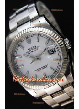 Rolex Datejust Reloj Réplica Japonés - Dial Blanco en 36MM con correa Oyster