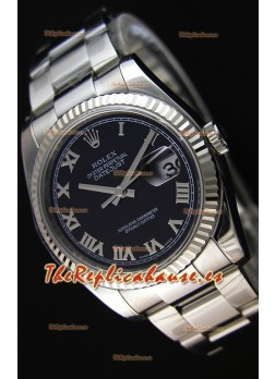 Rolex Datejust Reloj Réplica Japonés - Dial Negro en 36MM con correa Oyster