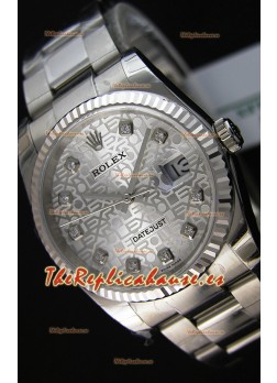 Rolex Datejust Reloj Réplica Japonés - Dial Plateado en 36MM con correa Oyster
