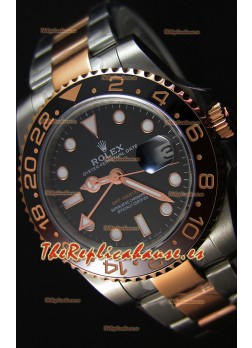 Rolex GMT Masters Reloj Réplica Movimiento Japonés en Dos Tonos Caja Oro Rosado
