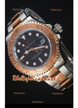 Rolex Yachtmaster Reloj Réplica Japonés Caja en Oro Rosado de dos Tonos Dial Marrón - 40MM
