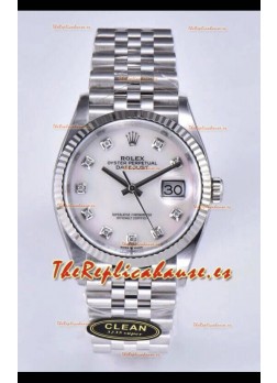 Rolex Datejust 126234 36MM Replica Suiza en Acero 904L en Dial Blanco Perla Réplica a Espejo 1:1
