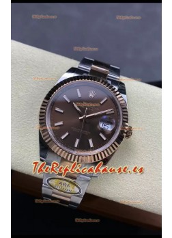 Rolex Datejust 126331 41MM ETA3235 72 Horas Energía Dial Marrón Oyster Réplica Espejo 1:1 en Oro Rosado Acero 904L