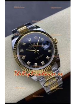 Rolex Datejust M126333 41MM ETA3235 72 Horas Energía Dial Negro Diamantes Oyster Réplica Espejo 1:1 Oro Amarillo Acero 904L
