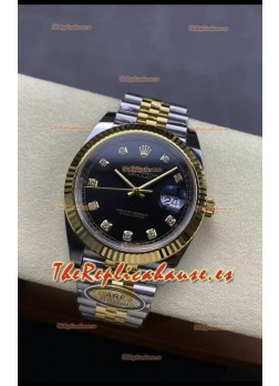 Rolex Datejust M126333 41MM ETA3235 72 Horas Energía Dial Negro Diamantes Jubilee Réplica Espejo 1:1 Oro Amarillo Acero 904L