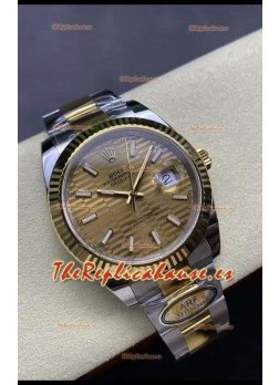 Rolex Datejust M126333 41MM ETA3235 72 Horas Energía Dial Estriado Oyster Réplica Espejo 1:1 Oro Amarillo Acero 904L