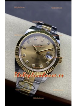 Rolex Datejust M126333 41MM ETA3235 72 Horas Energía Dial Dorado Diamantes Réplica Espejo 1:1 Oro Amarillo Acero 904L