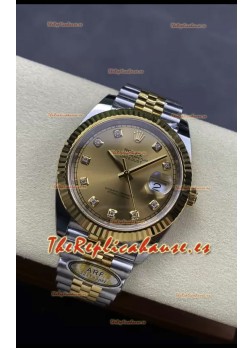 Rolex Datejust M126333 41MM ETA3235 72 Horas Energía Dial Dorado Diamantes Réplica Espejo 1:1 Oro Amarillo Acero 904L
