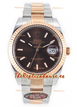 Rolex Datejust M126333 41MM ETA3235 72 Horas Energía Dial Marrón Oyster Réplica Espejo 1:1 Oro Rosado Acero 904L