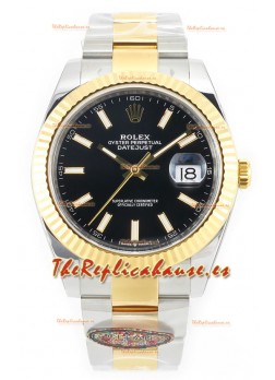 Rolex Datejust M126333 41MM ETA3235 72 Horas Energía Dial Negro Oyster Réplica Espejo 1:1 Oro Amarillo Acero 904L