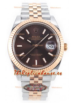 Rolex Datejust M126333 41MM ETA3235 72 Horas Energía Dial Marrón Jubilee Réplica Espejo 1:1 Oro Rosado Acero 904L