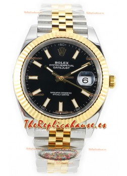 Rolex Datejust M126333 41MM ETA3235 72 Horas Energía Dial Negro Jubilee Réplica Espejo 1:1 Oro Amarillo Acero 904L