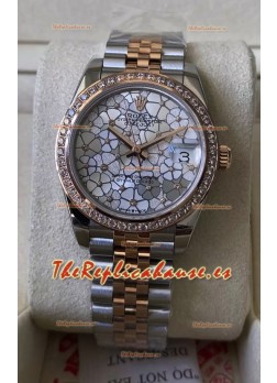 Rolex Datejust M278381RBR 31MM Réplica Suiza Oro Rosado Dos Tonos - Dial Motivo Floral Calidad Espejo 1:1