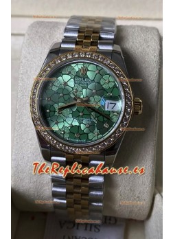 Rolex Datejust M278383RBR 31MM Réplica Suiza Oro Amarillo Dos Tonos - Dial Motivo Floral Calidad Espejo 1:1