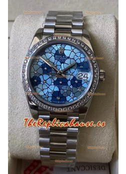 Rolex Datejust Ladies 31MM Movimiento Cal.3135 Réplica Suiza Dial Motivo Bisel Diamante Caja Acero 904L