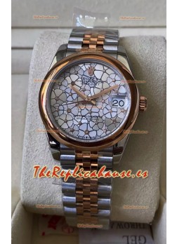 Rolex Datejust M278381RBR 31MM Réplica Suiza Oro Rosado Dos Tonos - Dial Motivo Floral Calidad Espejo 1:1
