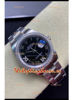 Rolex Datejust 36MM Reloj Réplica Suizo a Espejo 1:1 Dial Negro 904L