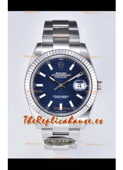 Rolex Datejust Movimiento Cal.3235 Réplica Espejo 1:1 Acero 904L 41MM - Dial Azul con Motivo Estriado